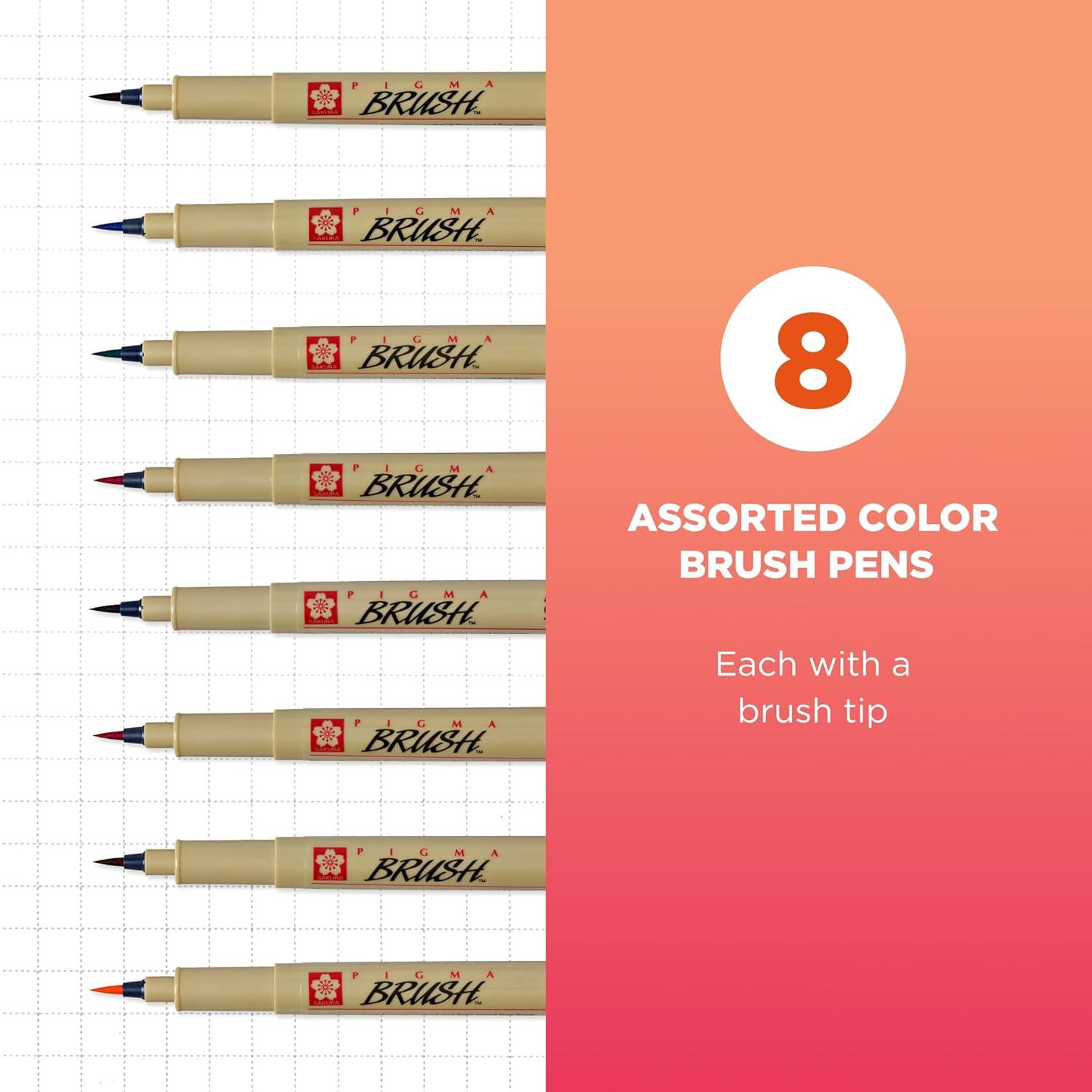 SAKURA Archival Brush Pens, 6 Set, Colors may vary(Multicolor)