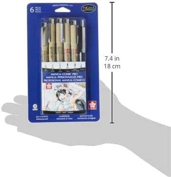 SAKURA 50203 8-Piece Pigma Manga Comic Pro Drawing Kit(6 Pen Pack)