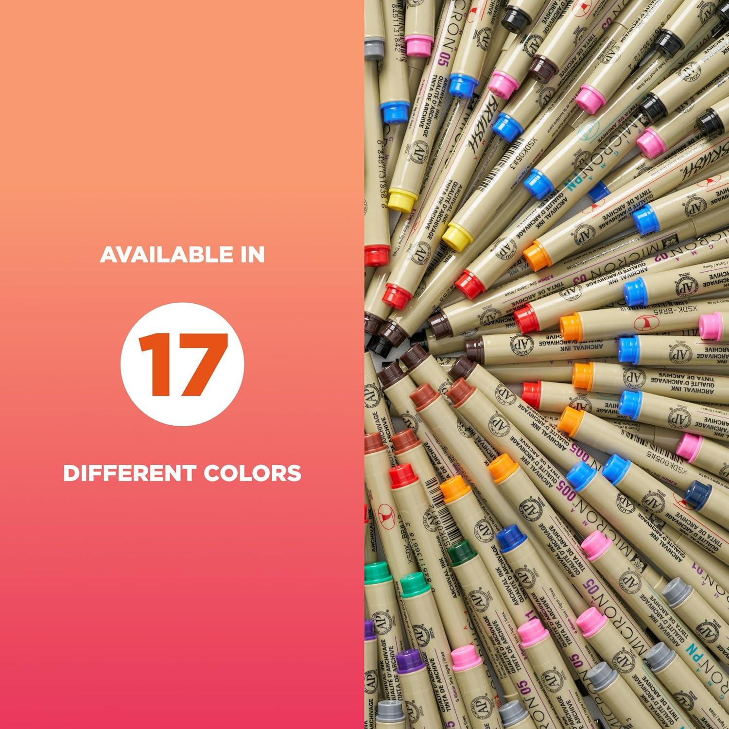 SAKURA Pigma Micron Fineliner Pens, 03 Tip Size, Archival Ass’t Colors, 6 PK 50049(05 Tip)