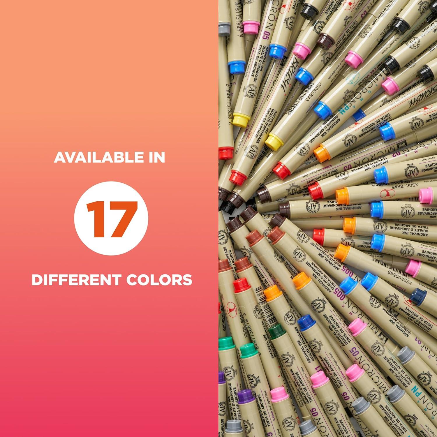 SAKURA Pigma Micron Fineliner Pens, 03 Tip Size, Archival Ass’t Colors, 6 PK 50049(03 Tip)