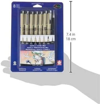 SAKURA 50203 8-Piece Pigma Manga Comic Pro Drawing Kit(8 Pen Pack)