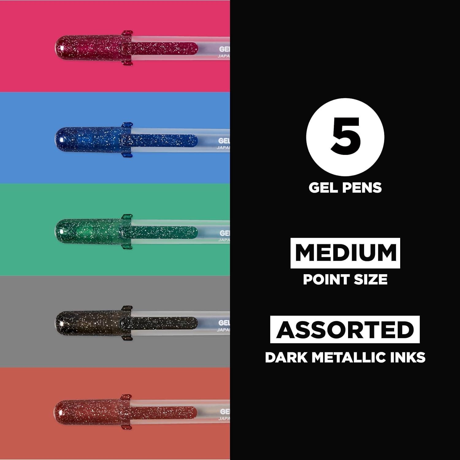 SAKURA Gelly Roll Metallic Gel Pens – Pens For Scrapbook, Journals or Drawing – Art Gifts, Holiday Gifts & DIY Projects – Colored Metallic Ink – Medium Line – 10 Pack(Dark Metallic Gel)