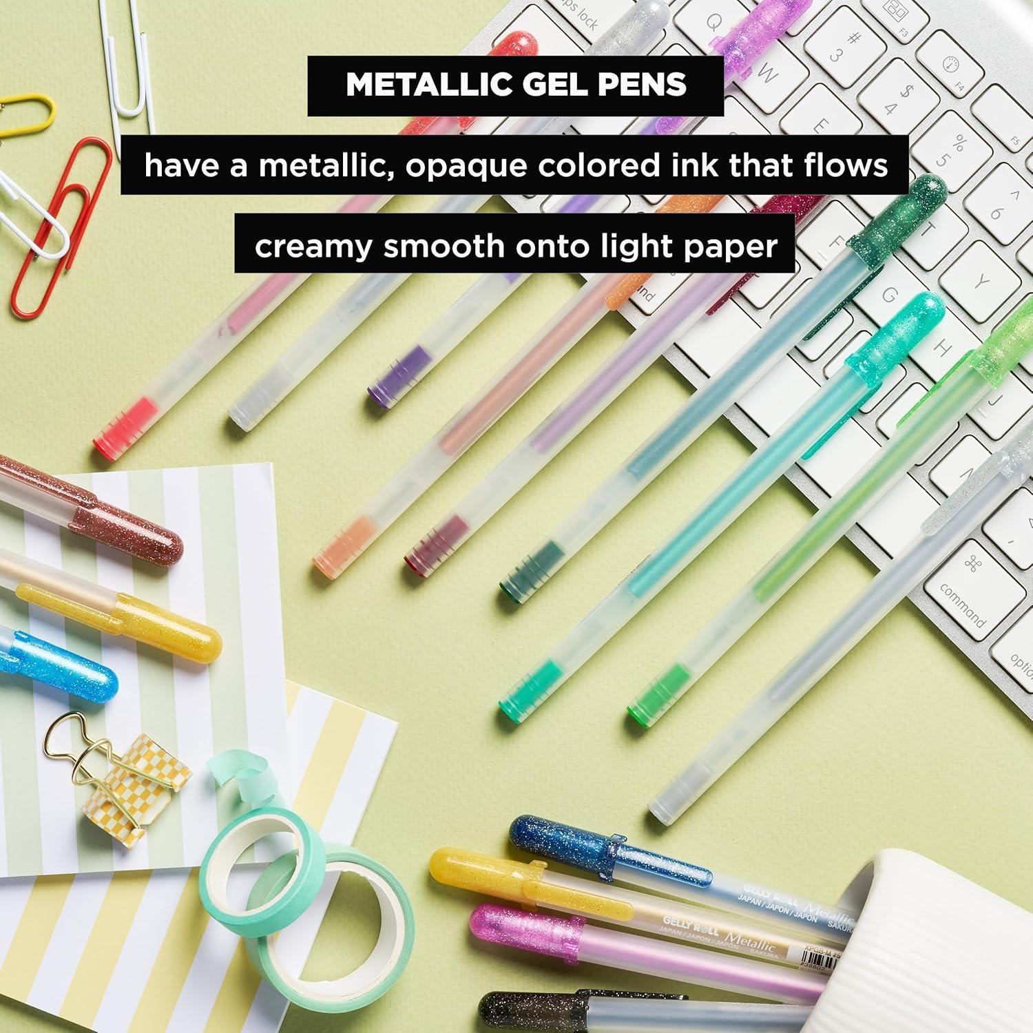 SAKURA Gelly Roll Metallic Gel Pens – Pens For Scrapbook, Journals or Drawing – Art Gifts, Holiday Gifts & DIY Projects – Colored Metallic Ink – Medium Line – 10 Pack(Dark Metallic Gel)