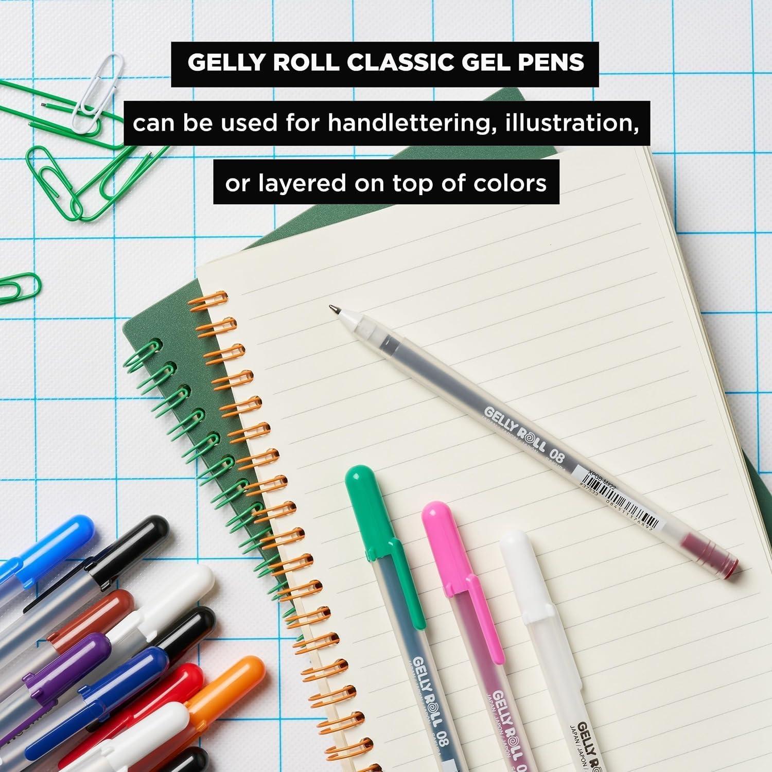 SAKURA Gelly Roll Classic Gel Pens, Opaque White Ink, Ass’t Tips 05/08/10, 6 PK 57461(3 Count (Pack of 1))