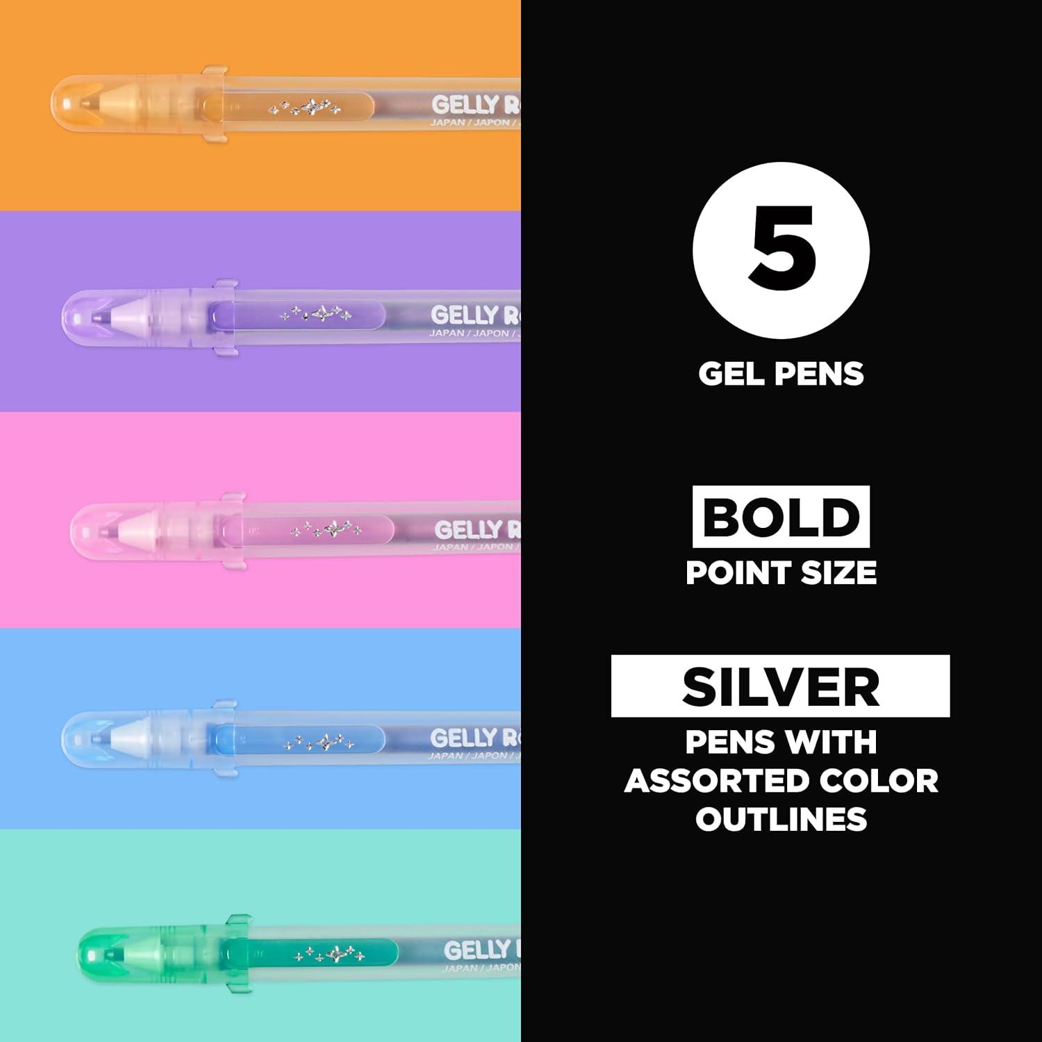 SAKURA 58530 5-Piece Gelly Roll Assorted Colors Silver Shadow Pen Set(Silver)