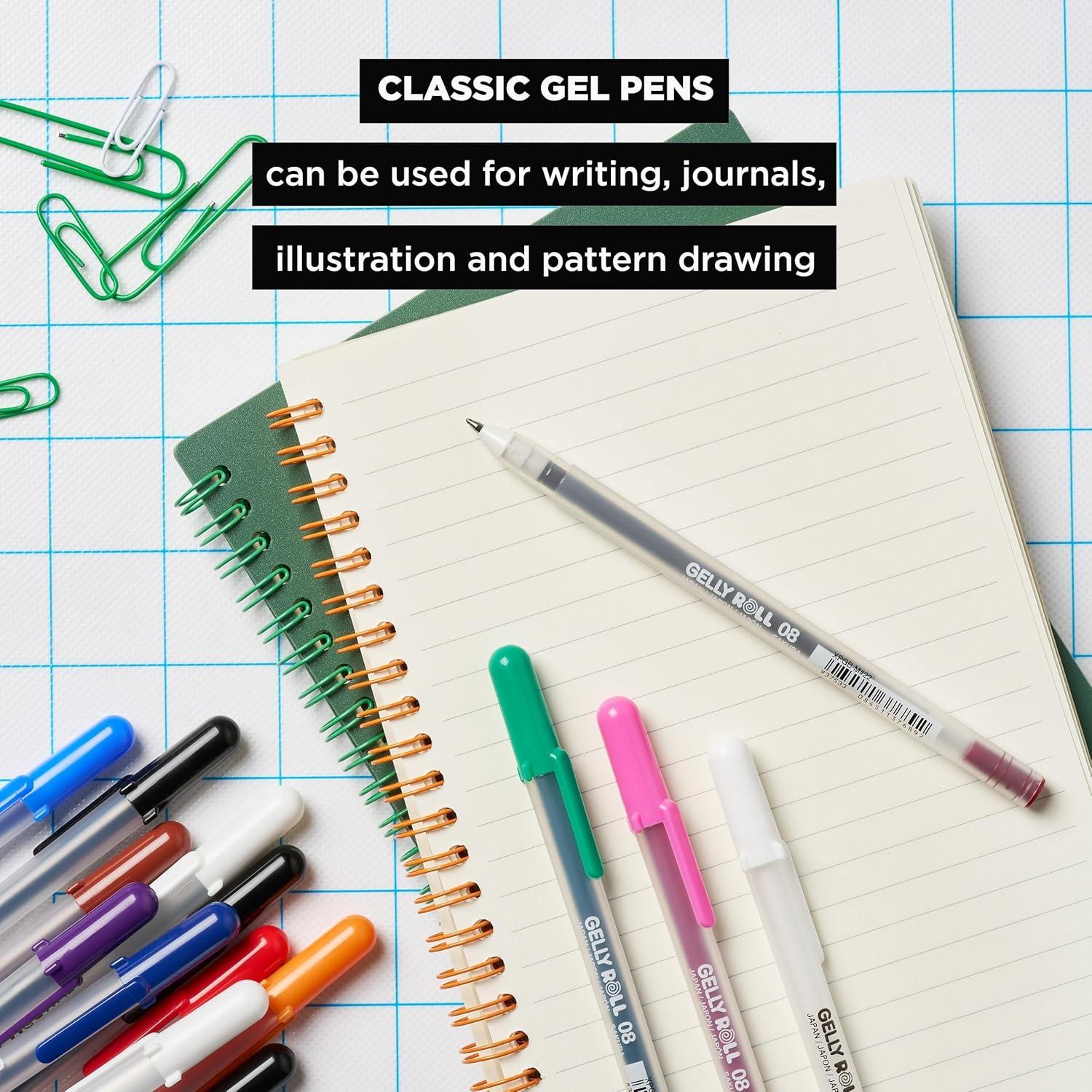 SAKURA Gelly Roll Classic Gel Pens, Opaque White Ink, Ass’t Tips 05/08/10, 6 PK 57461(1 Count (Pack of 6))