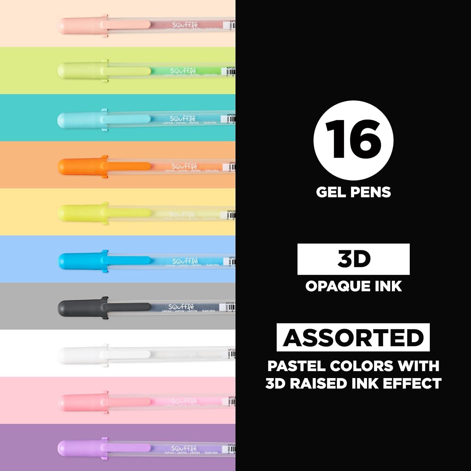 SAKURA Souffle Pastel Color 3-Dimensional Opaque Ink Pens, 10 Pen Set 58350(Souffle)