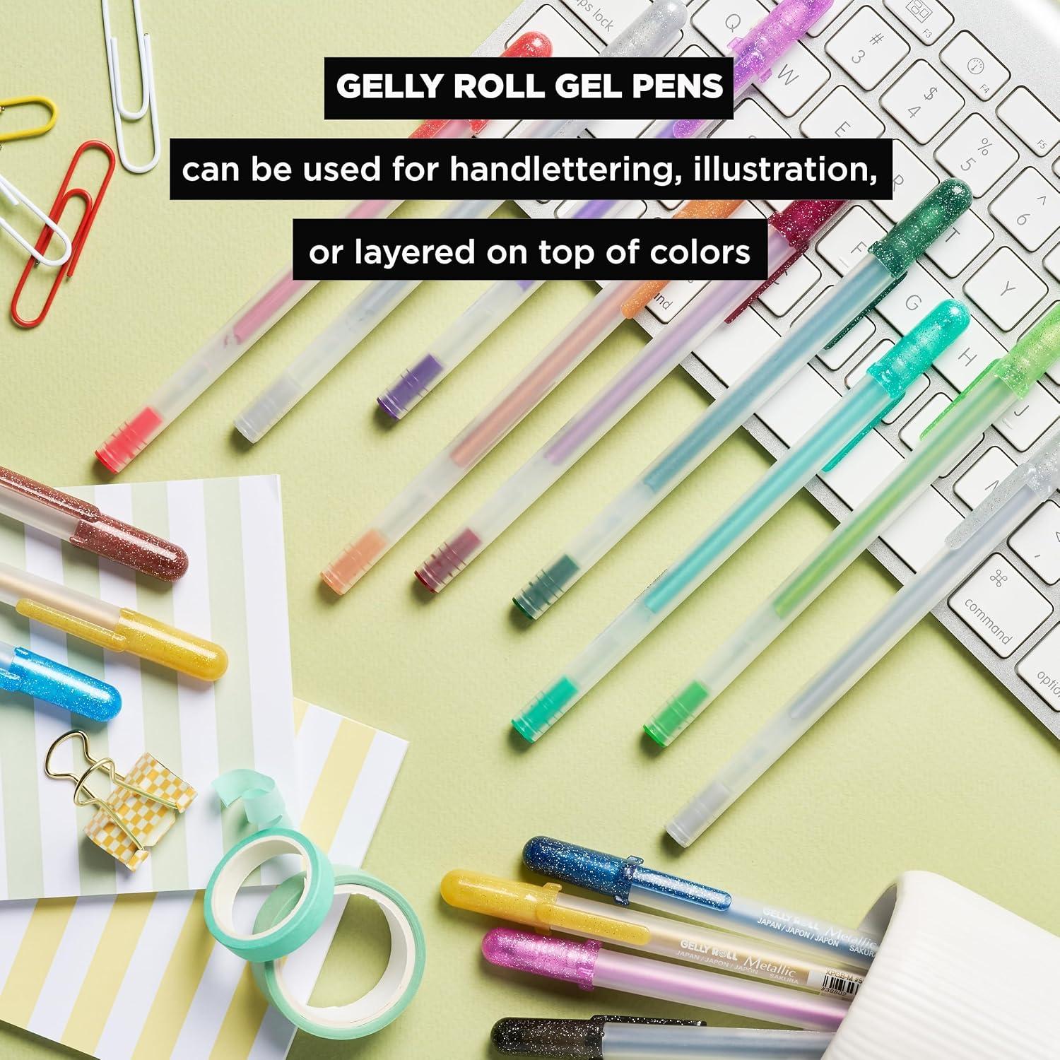 SAKURA Gelly Roll Metallic Gel Pens – Pens For Scrapbook, Journals or Drawing – Art Gifts, Holiday Gifts & DIY Projects – Colored Metallic Ink – Medium Line – 10 Pack(Metallic Gold)