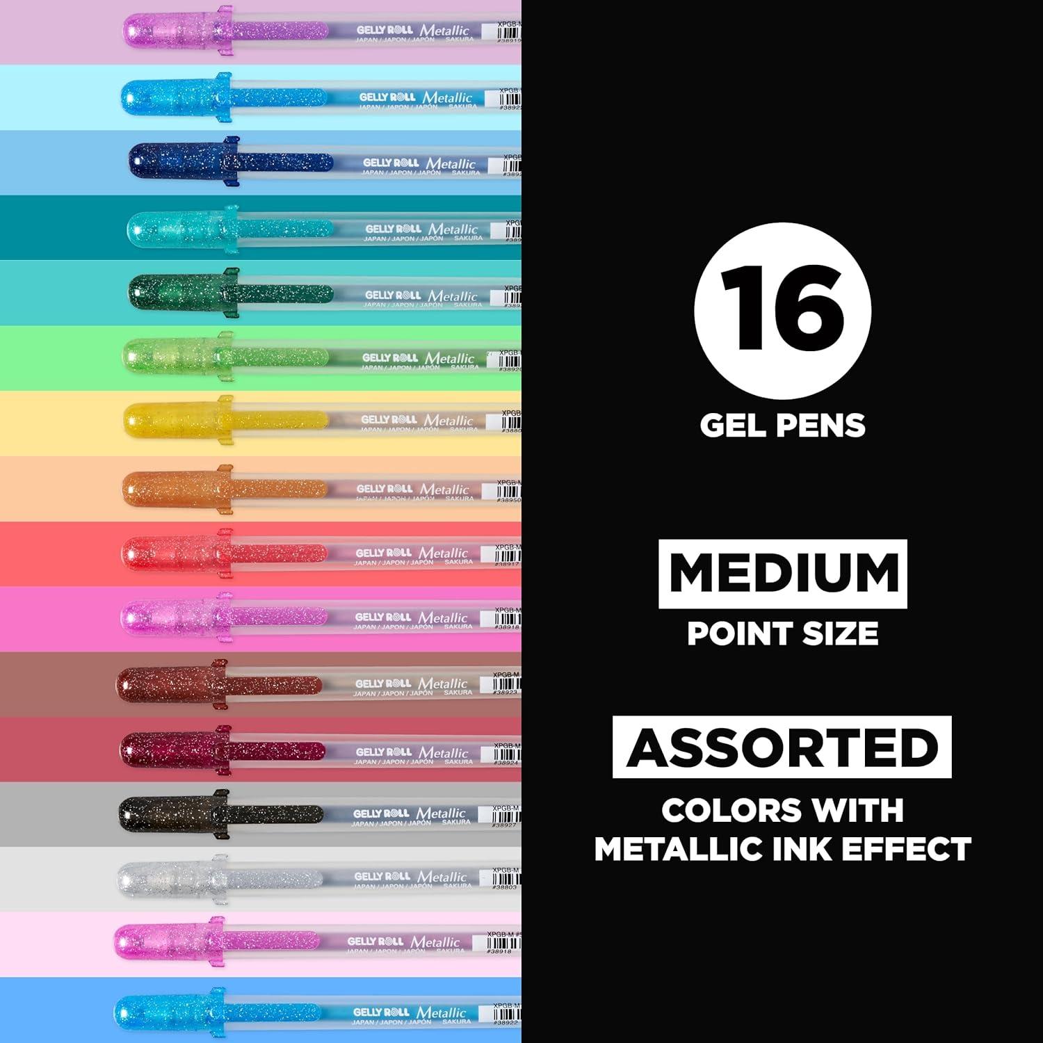 SAKURA Gelly Roll Metallic Gel Pens – Pens For Scrapbook, Journals or Drawing – Art Gifts, Holiday Gifts & DIY Projects – Colored Metallic Ink – Medium Line – 10 Pack(Metallic Gold)