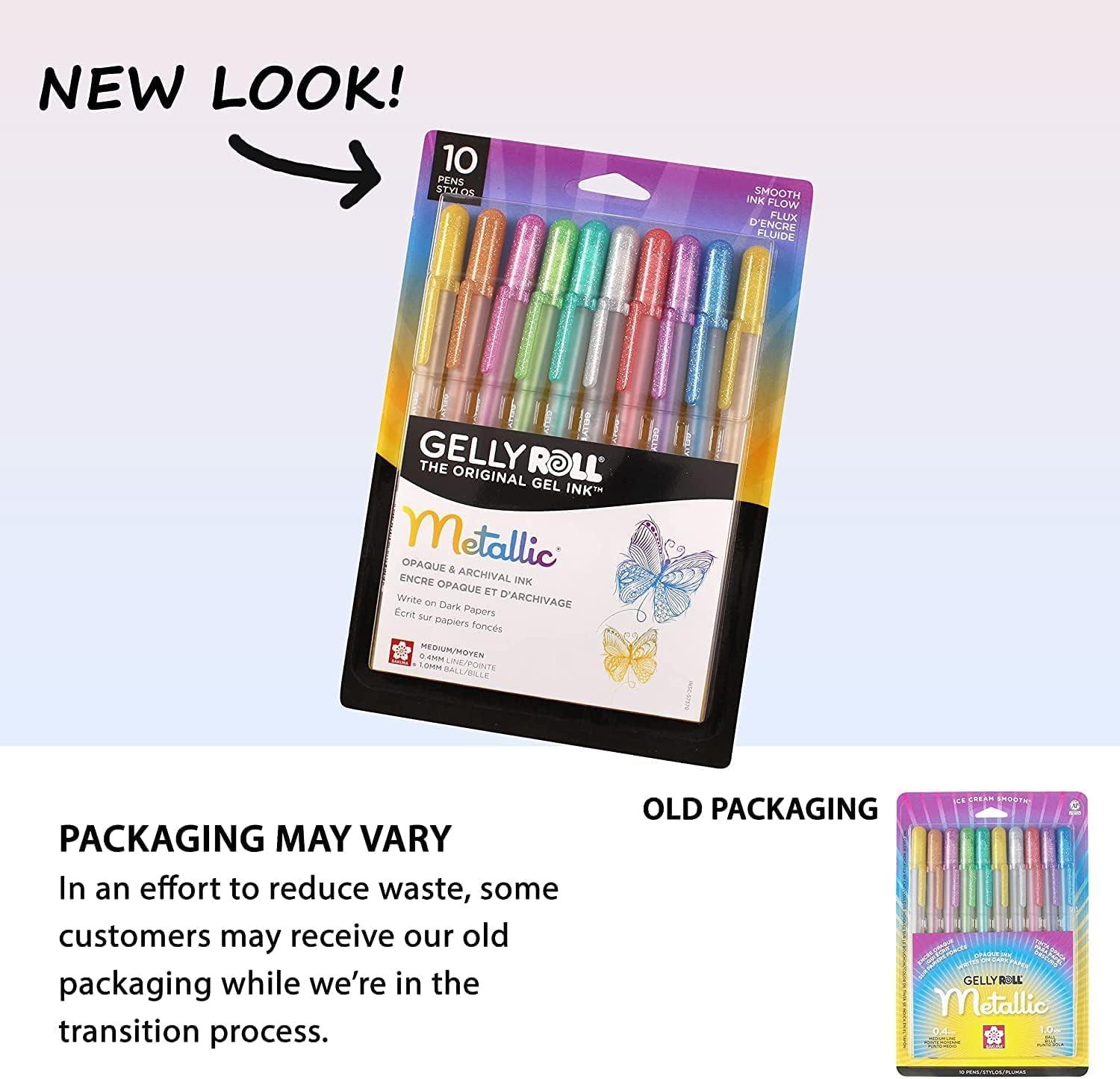 SAKURA Gelly Roll Metallic Gel Pens – Pens For Scrapbook, Journals or Drawing – Art Gifts, Holiday Gifts & DIY Projects – Colored Metallic Ink – Medium Line – 10 Pack(Multi Colored Metallic)