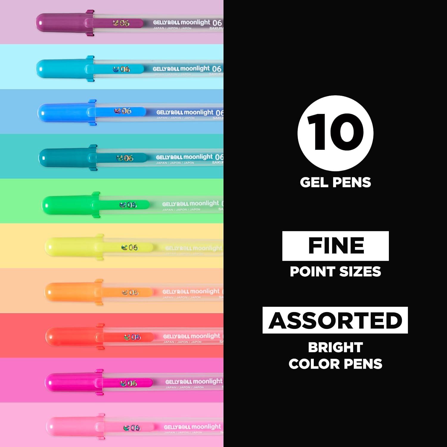 SAKURA Gelly Roll Moonlight 25 Pack, 06 Fine point, Bright Opaque Ink Gel Pens, Creamy Smooth Ink, Writes on Dark Paper(Bright)