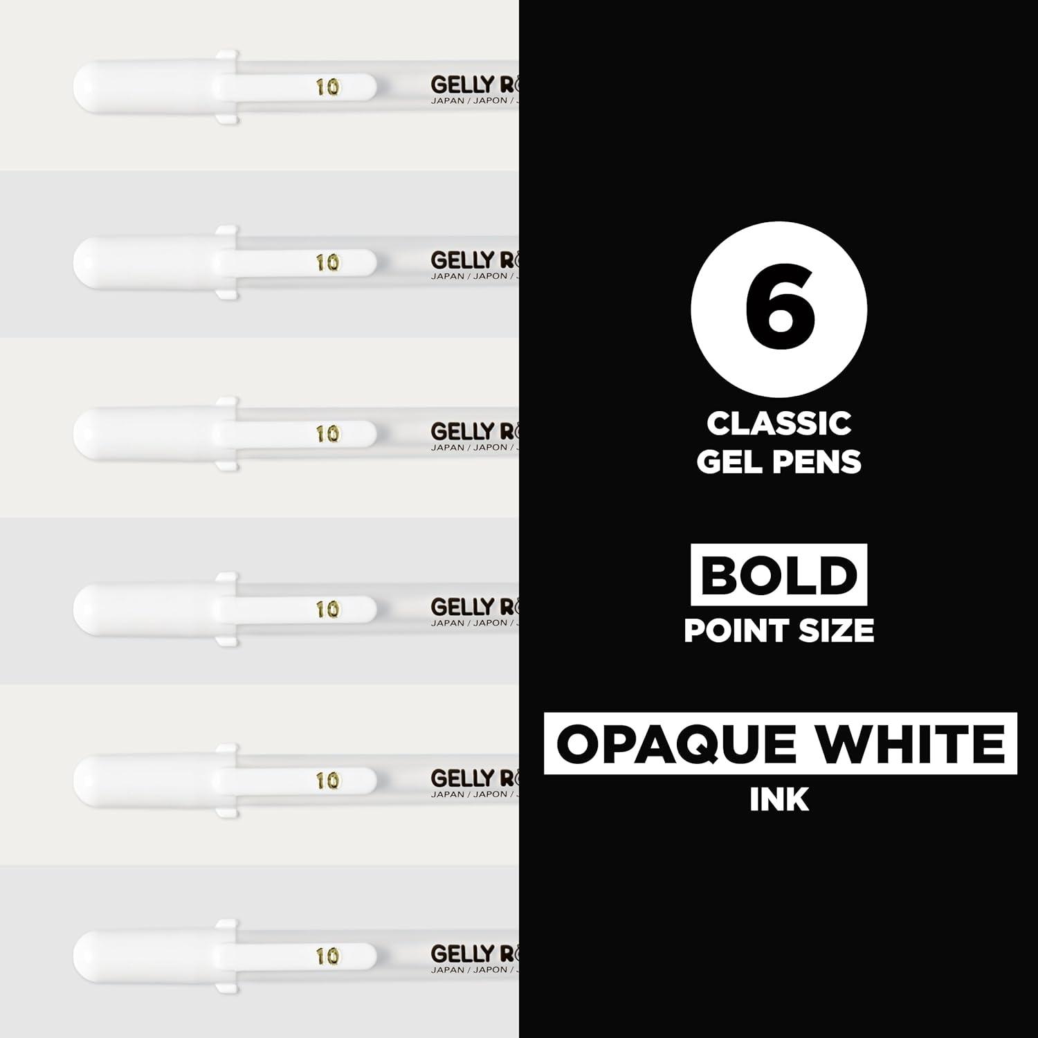 SAKURA Gelly Roll Classic Gel Pens, Opaque White Ink, Ass’t Tips 05/08/10, 6 PK 57461(6 Count (Pack of 1))