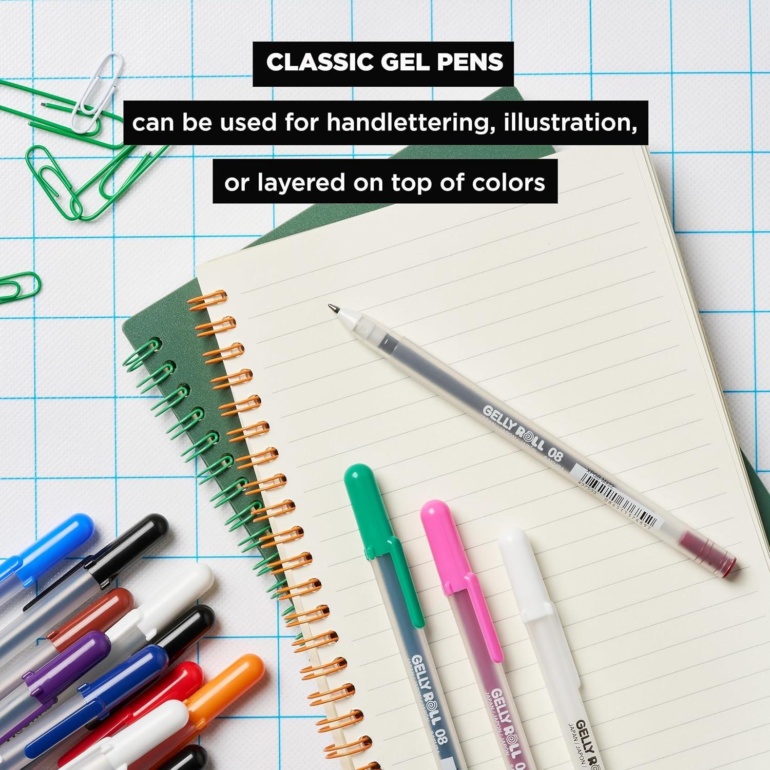 SAKURA Gelly Roll Classic Gel Pens, Opaque White Ink, Ass’t Tips 05/08/10, 6 PK 57461(6 Count (Pack of 1))