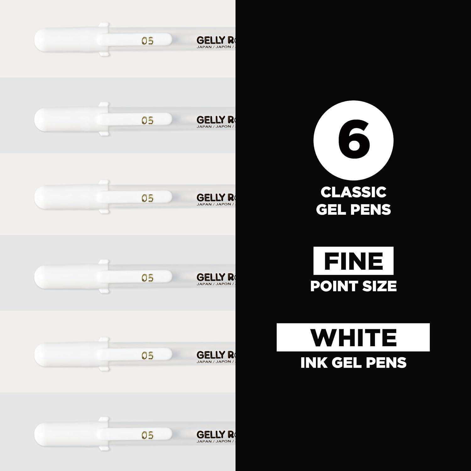 SAKURA Gelly Roll Classic Gel Pens, Opaque White Ink, Ass’t Tips 05/08/10, 6 PK 57461(6 Count (Pack of 1))