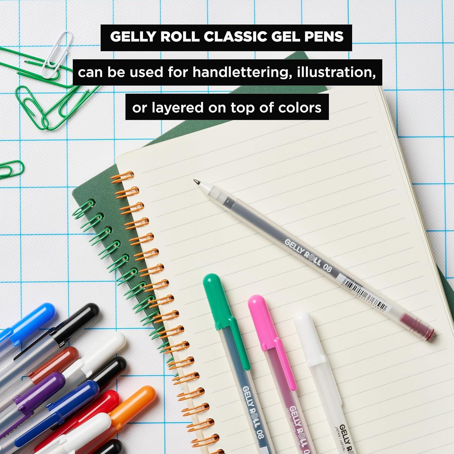 SAKURA Gelly Roll Classic Gel Pens, Opaque White Ink, Ass’t Tips 05/08/10, 6 PK 57461(6 Count (Pack of 1))
