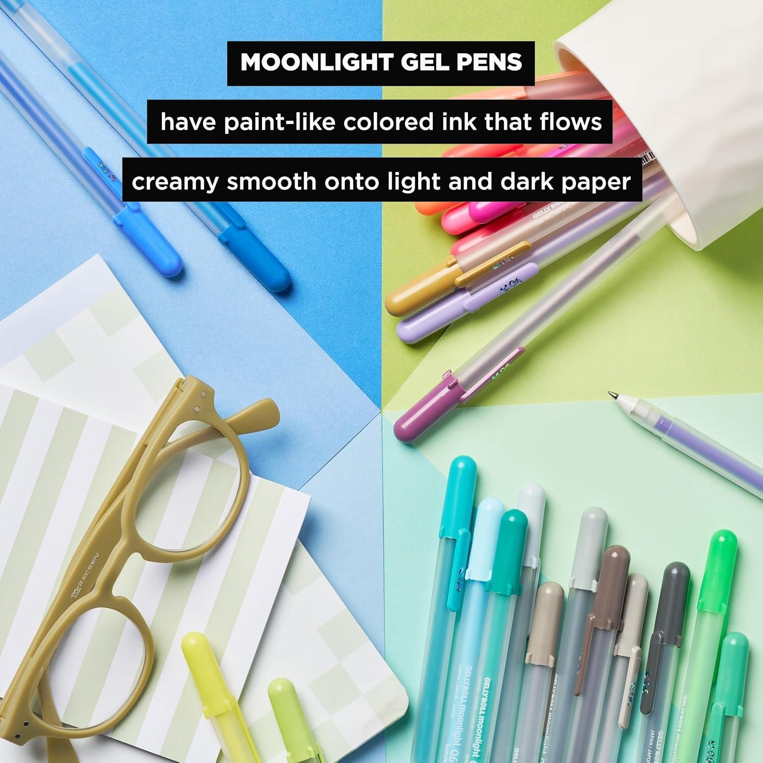SAKURA Gelly Roll Moonlight 25 Pack, 06 Fine point, Bright Opaque Ink Gel Pens, Creamy Smooth Ink, Writes on Dark Paper(Moonlight)