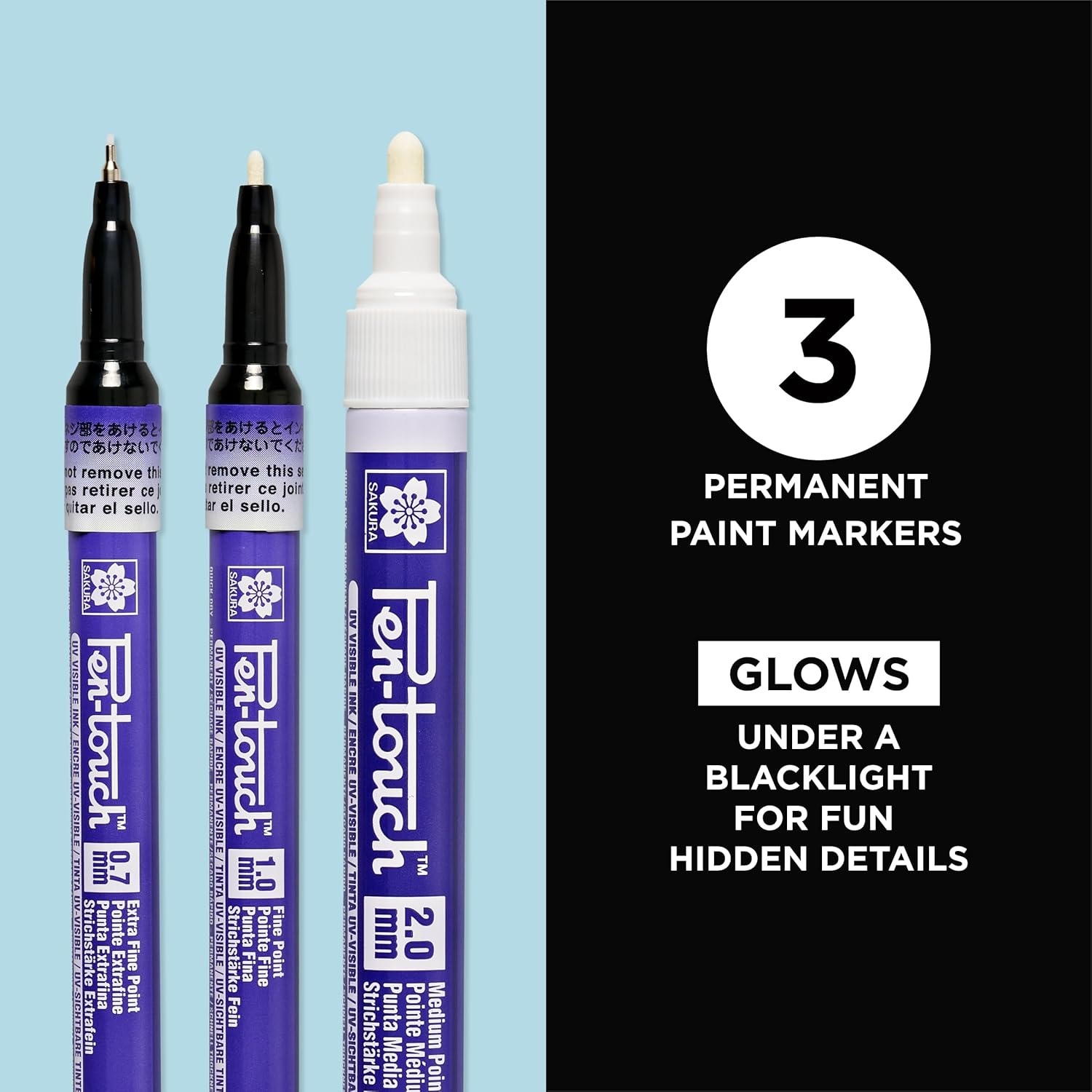SAKURA Pen-touch UV Paint Markers, Ass’t Tips, 3 PK #42000