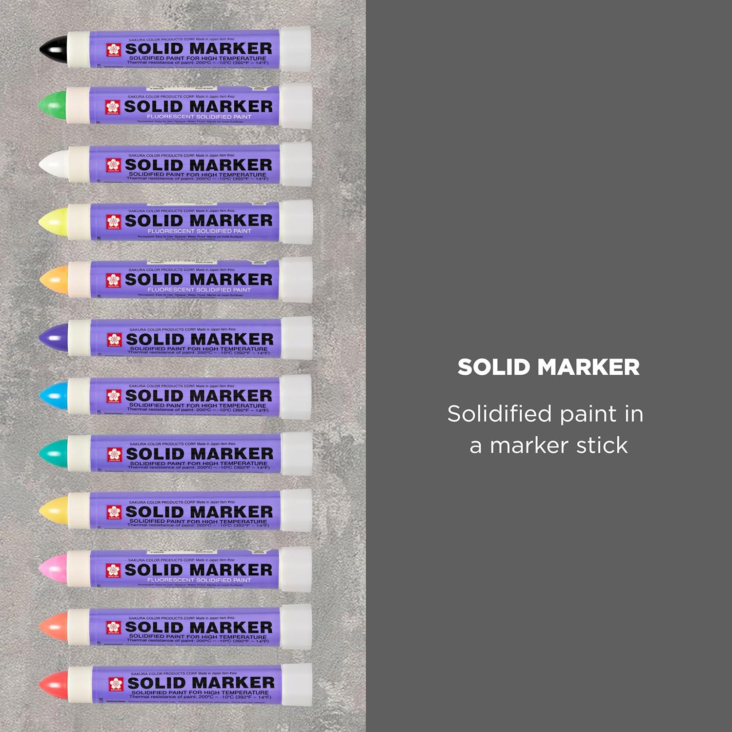 SAKURA Solid Marker – Mess-Free Paint Marker Set for Indoor & Outdoor Applications – Multi-Surface – No Drip – Quick Drying – Trimmable Tip – Non-Toxic – Assorted Colors – 12 Count