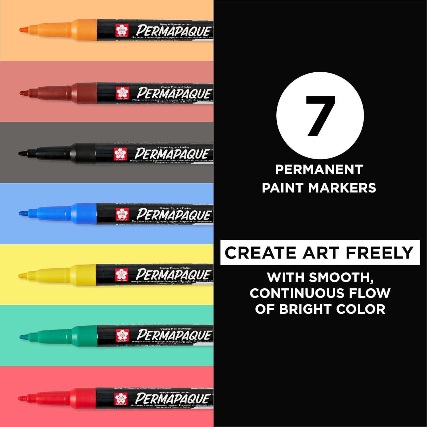 SAKURA Permapaque Fine Point Markers, Bright 7 PK #58319(Primary)