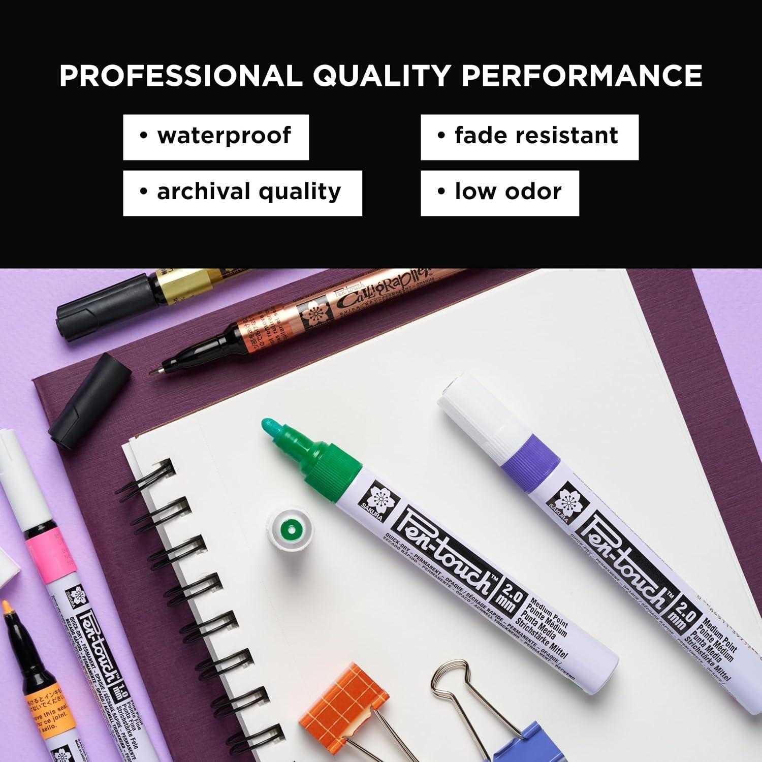 SAKURA 42392 7-Piece Fine Pentouch Paint Marker, 1.0mm, Yellow, Red, Purple, Green, Blue, White and Black(1 Count (Pack of 7))