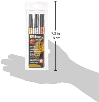 SAKURA 42191 3-Piece Extra Fine Pentouch Paint Marker, 0.7mm, Gold, Silver and Copper(1 Count (Pack of 3))