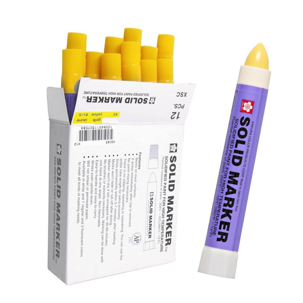 Sakura Solid Paint Markers – Permanent Marker Paint Pens – Window, Wood, & Glass Marker – White Paint – 12 Pack(Yellow)