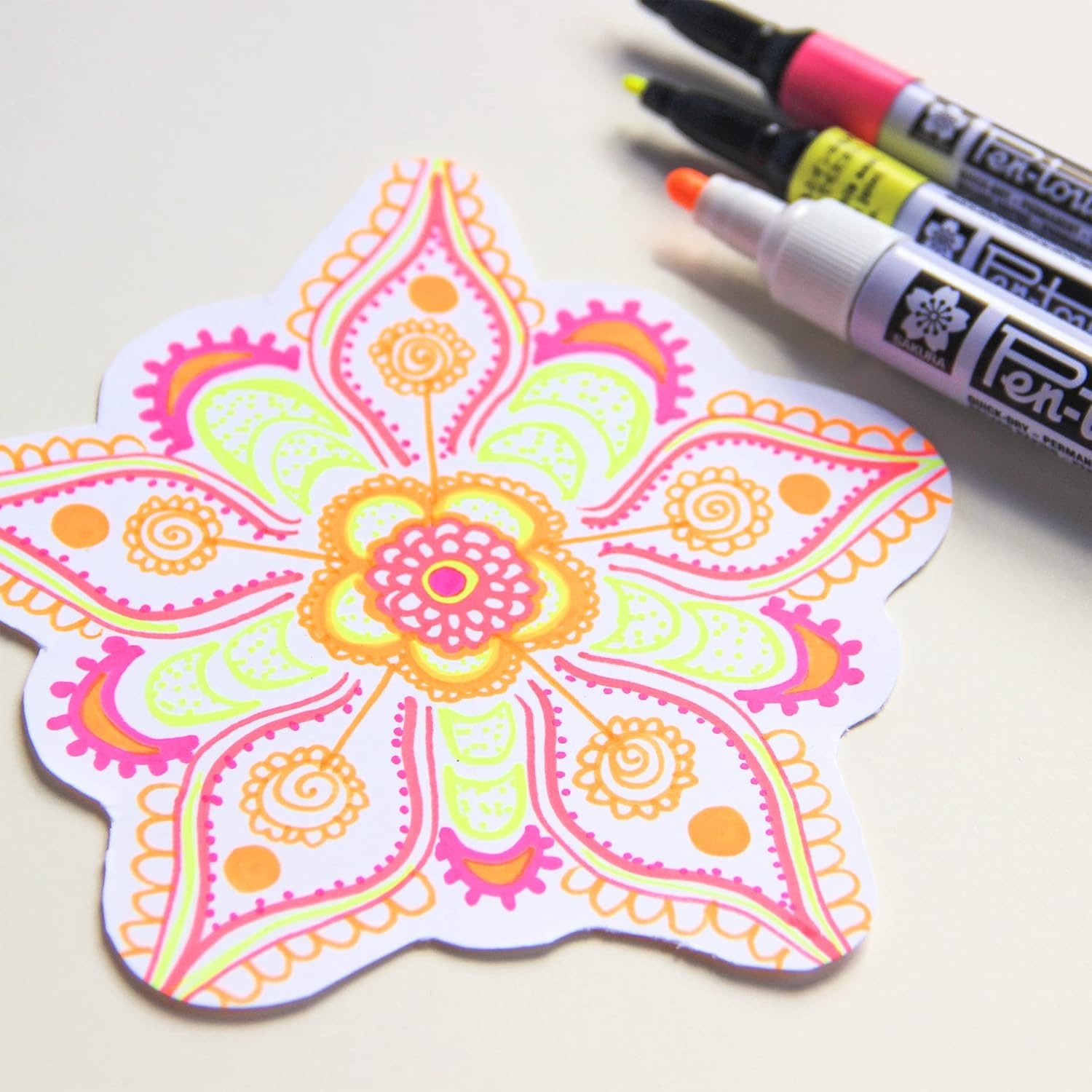 SAKURA Pen-touch Fluorescent Paint Markers, Medium Tip, 4 PK #42593
