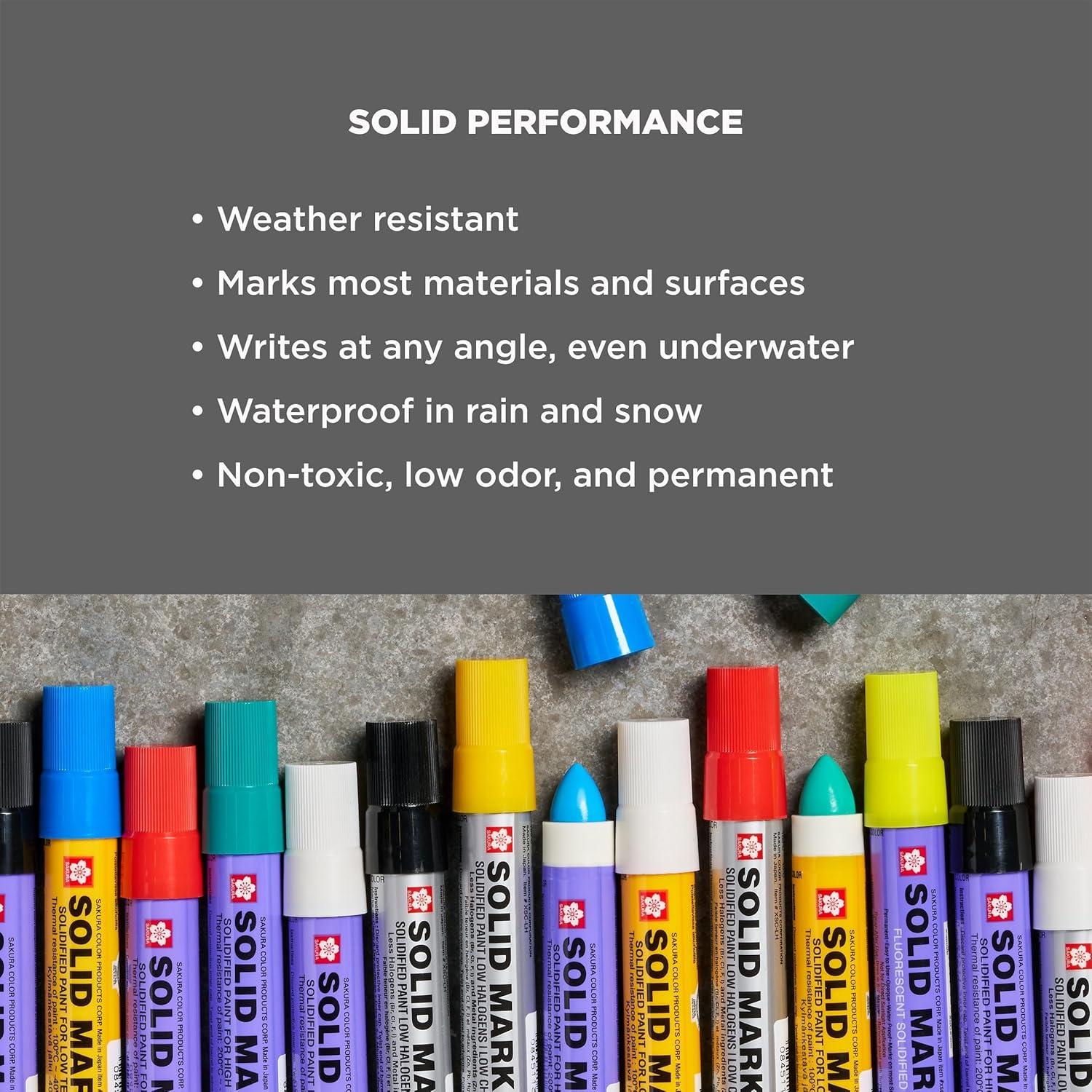 Sakura Solid Paint Markers – 12 Permanent Marker Paint Pens – Window, Wood & Glass Marker – Assorted Colors – 6 White & 6 Yellow – 12 Pack