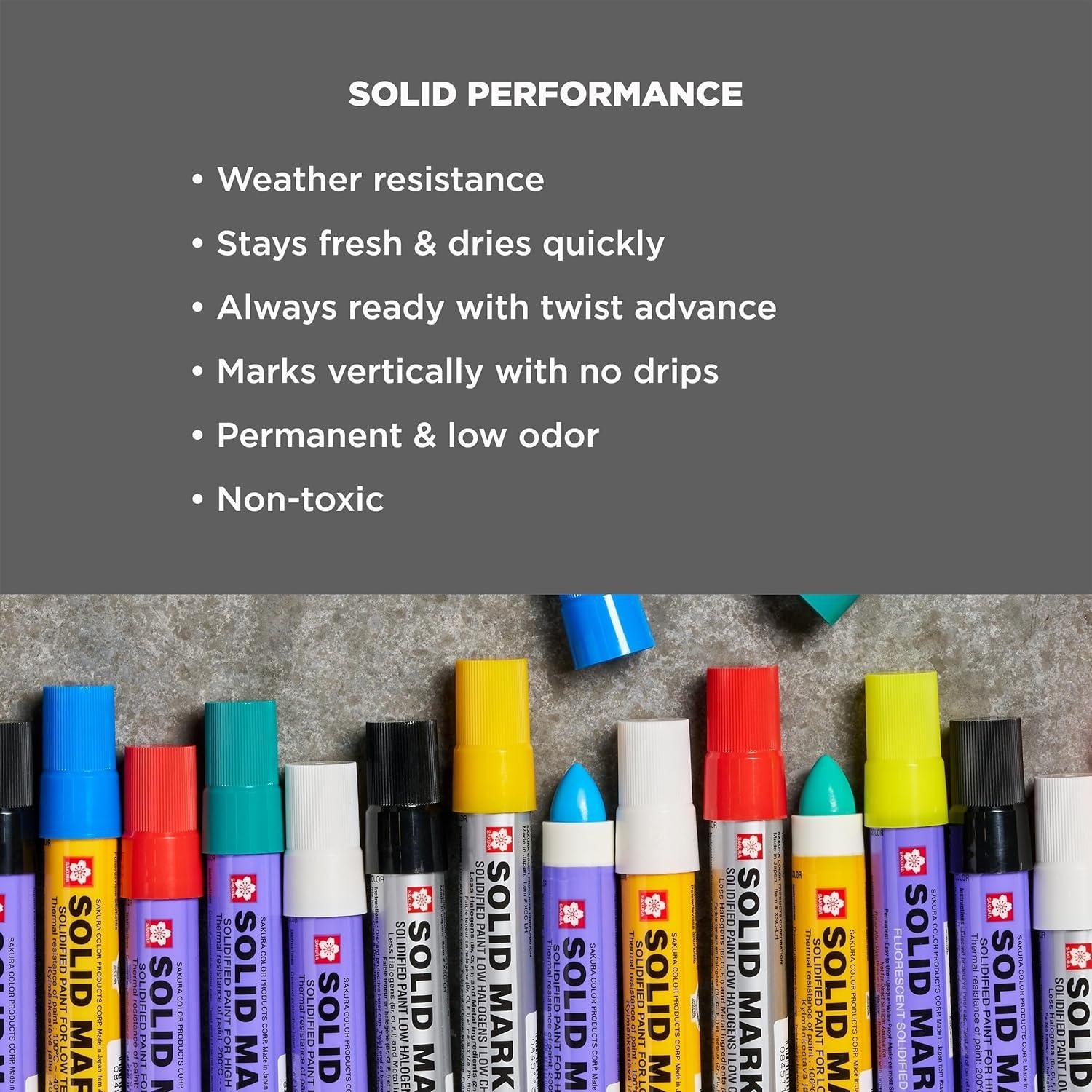 Sakura Solid Paint Markers – Permanent Marker Paint Pens – Window, Wood, & Glass Marker – White Paint – 12 Pack(Blue)