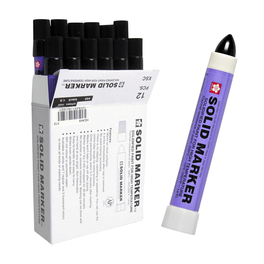 Sakura Solid Paint Markers – Permanent Marker Paint Pens – Window, Wood, & Glass Marker – White Paint – 12 Pack(Black)