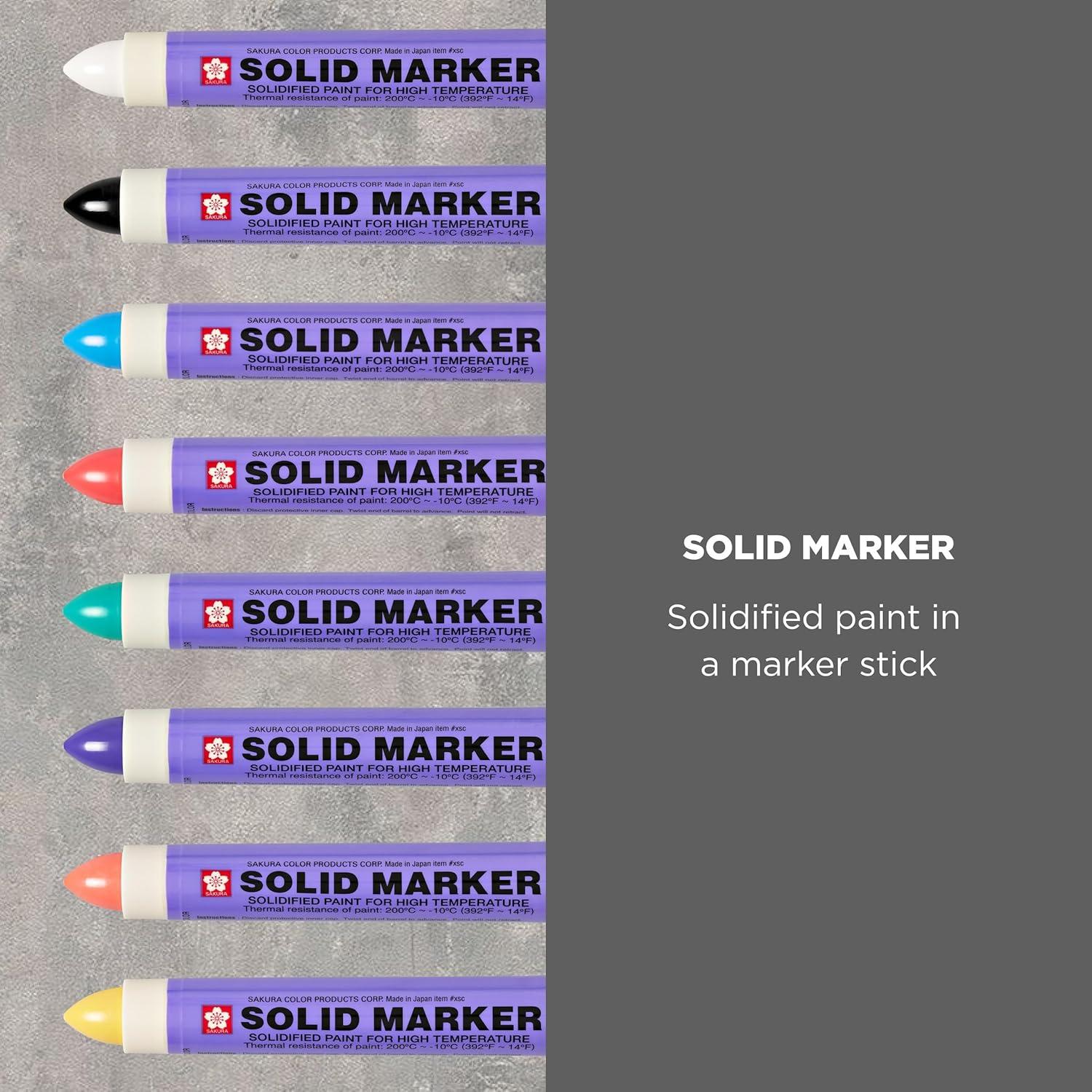 Sakura Solid Paint Markers – 8 Permanent Marker Paint Pens – Window, Wood & Glass Marker – Assorted Colors – White, Black, Yellow, Orange, Purple, Blue, Red & Green – 8 Pack