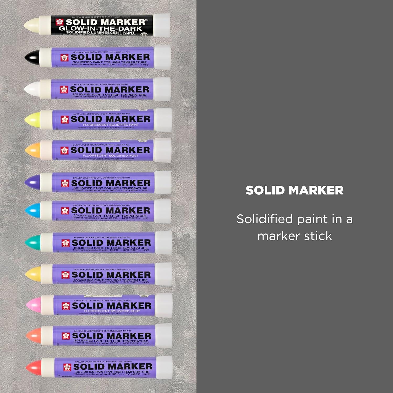 SAKURA Solid Paint Markers – 11 Permanent & 1 Glow-in-the-Dark Paint Marker Pens – For Window, Wood & Glass – Assorted Colors – 12 Pack