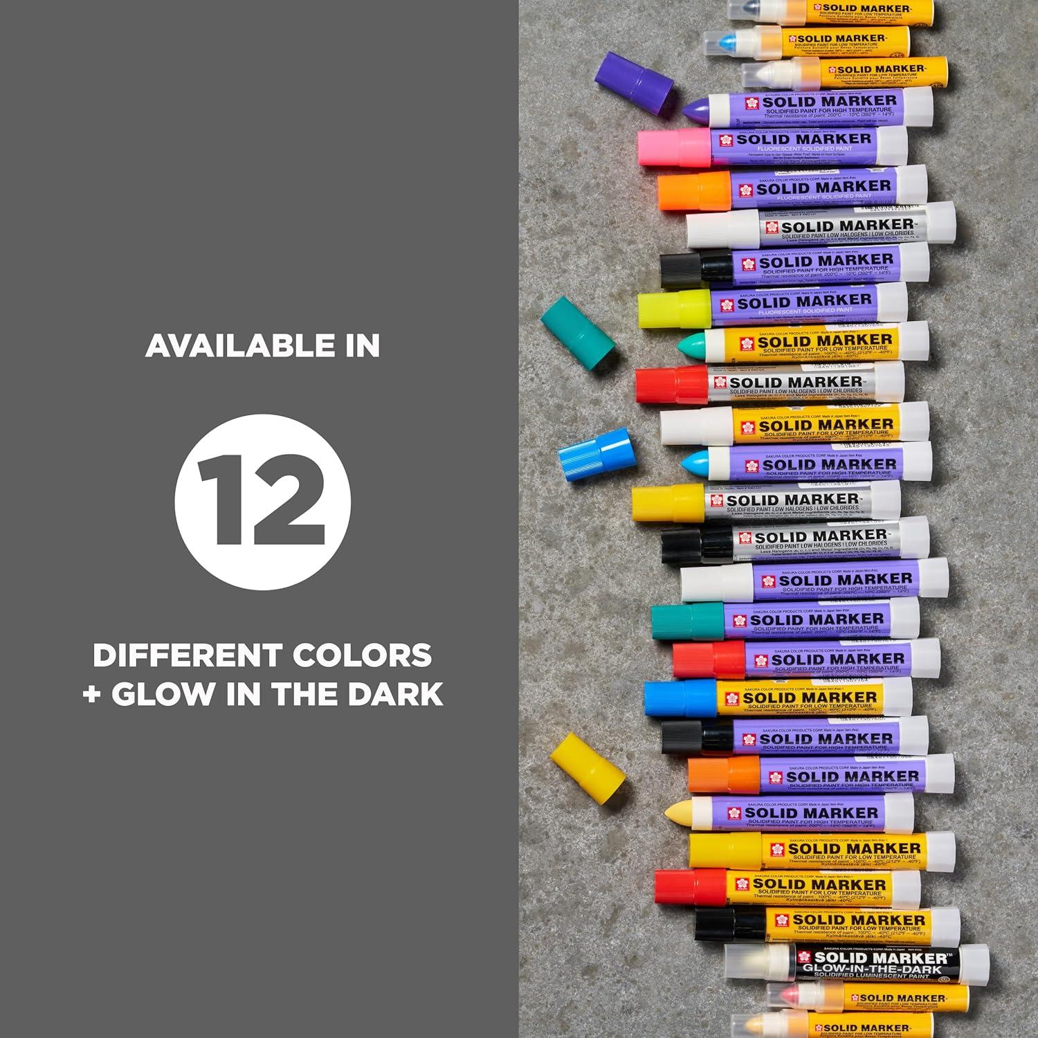 SAKURA Solid Marker – Mess-Free Paint Marker for Indoor & Outdoor Applications – Multi-Surface – Low Odor, No Drip & Non-Toxic – Quick Drying in 5-10 Minutes – 13mm Tip – Fluorescent Green – 3 Count