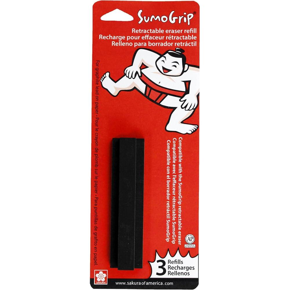 SAKURA 50258 Sumogrip Premium Block Eraser(SumoGrip Retractable Eraser Refill 3CT)