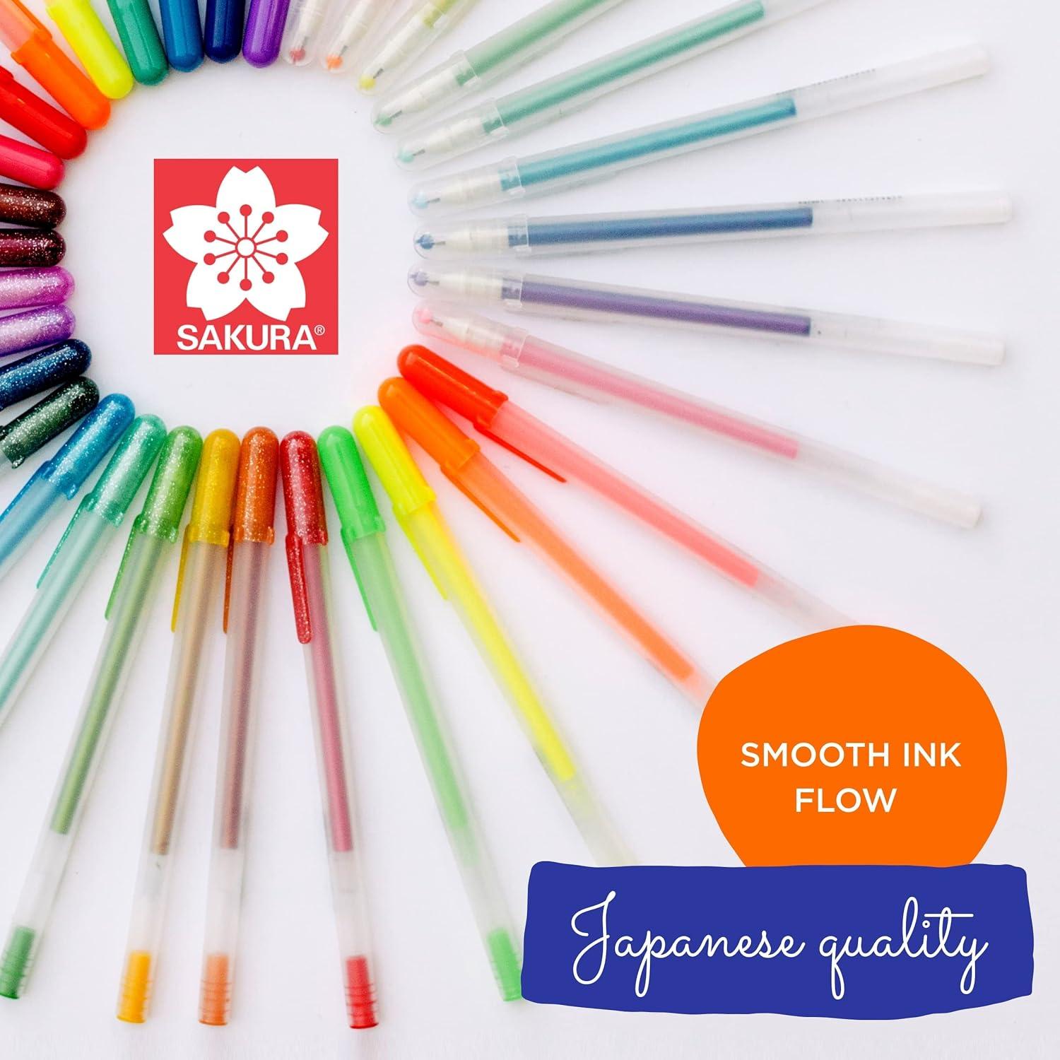 SAKURA Gelly Roll Moonlight 10 Pastel & Opaque Gel Pens – Bold Point Ink Pen for Journaling, Art, Calligraphy, or Drawing – Assorted Pastel Ink – Bold Line – 10 Pack(Green orange pink yellow)