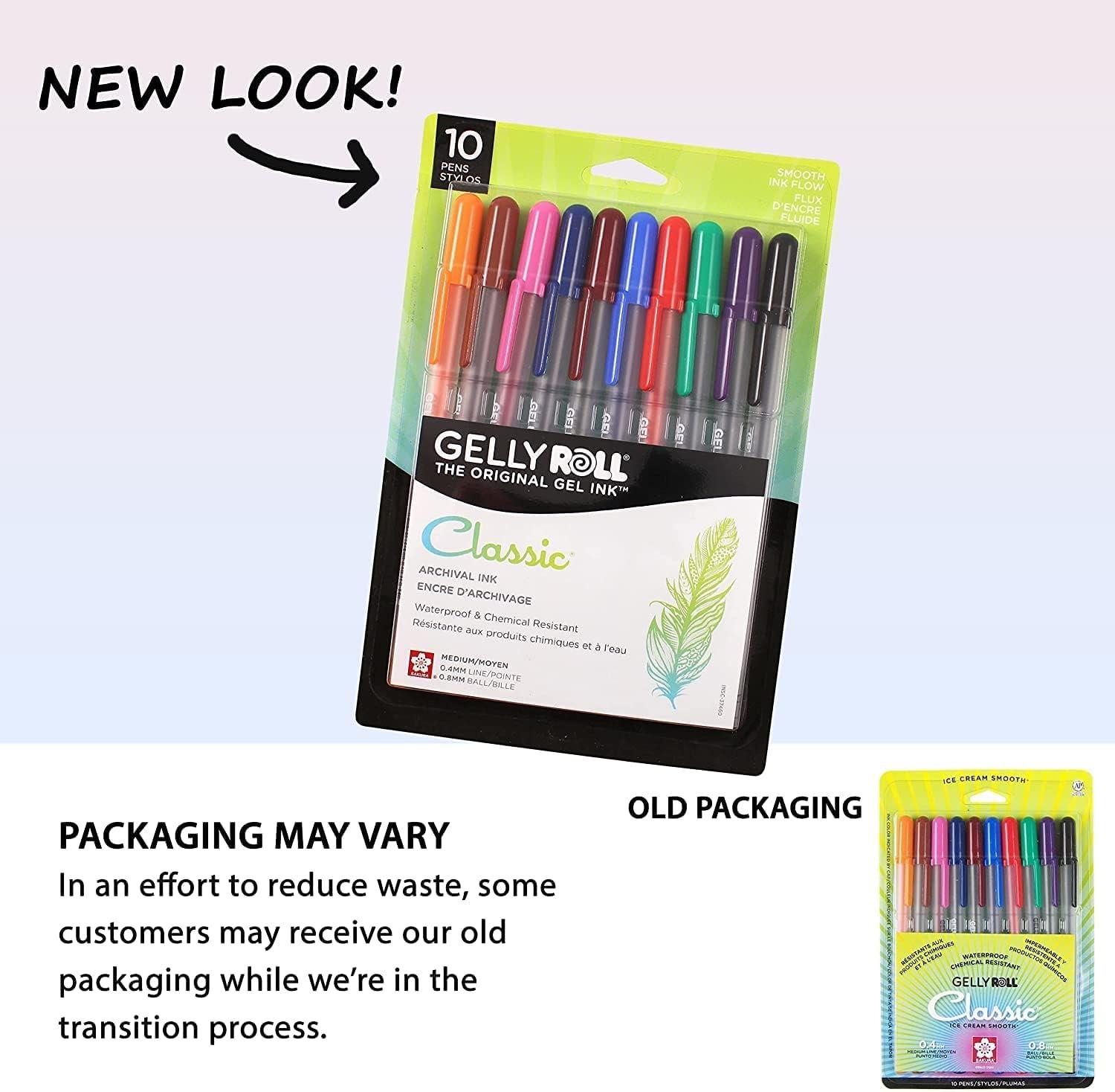 SAKURA Gelly Roll Classic, Medium Pt, Multicolor, 10 PK 37460(10 Colors)