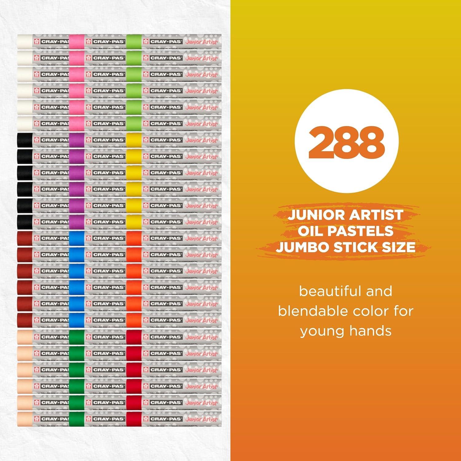 SAKURA Cray-Pas Junior Artist Oil Pastels, 16 Count (Pack of 1), Colors may vary(Jumbo Colorpack 288 Pc)