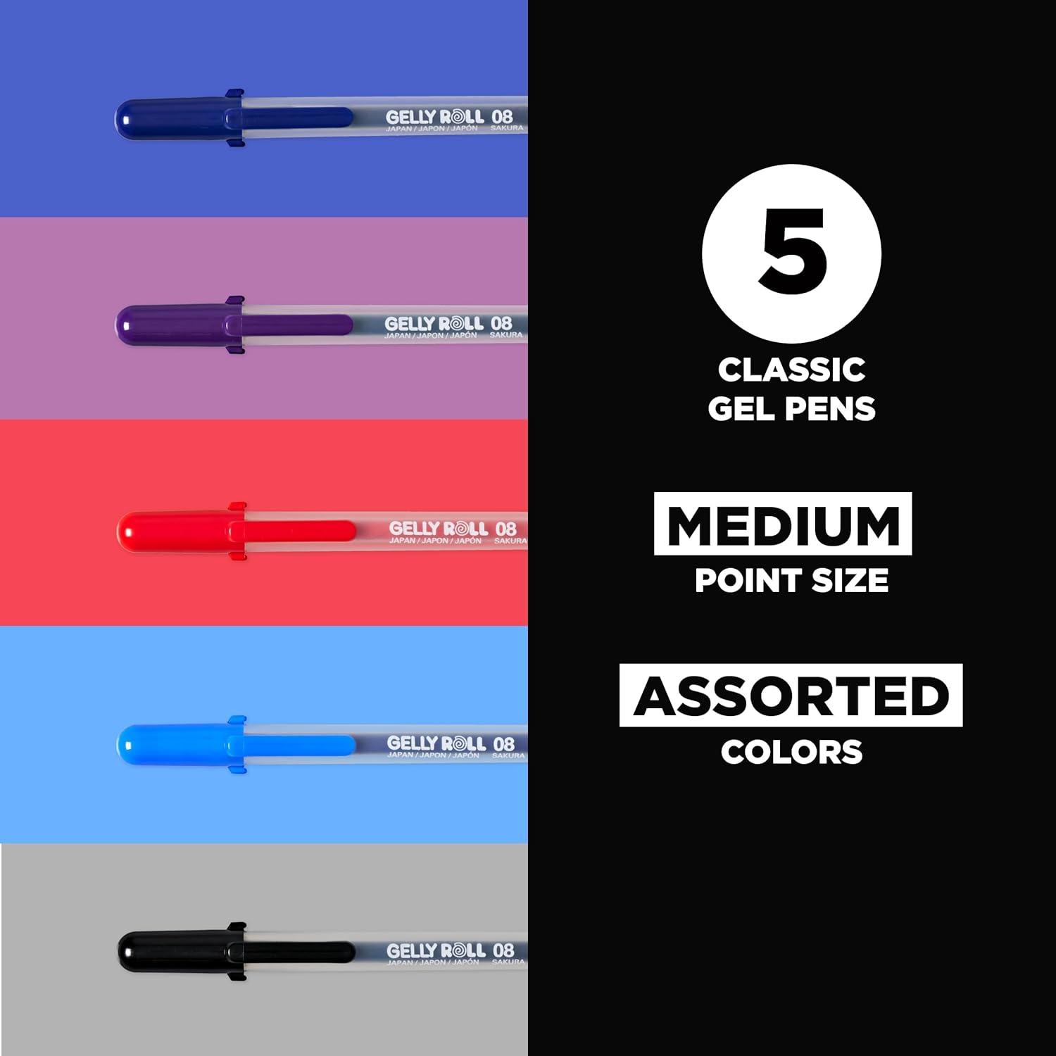 SAKURA Gelly Roll Classic, Medium Pt, Multicolor, 10 PK 37460(5 Colors)