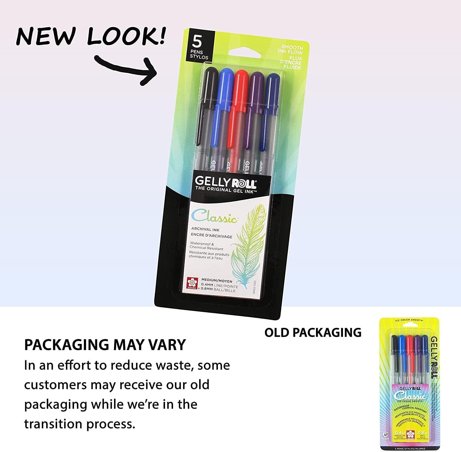 SAKURA Gelly Roll Classic, Medium Pt, Multicolor, 10 PK 37460(5 Colors)
