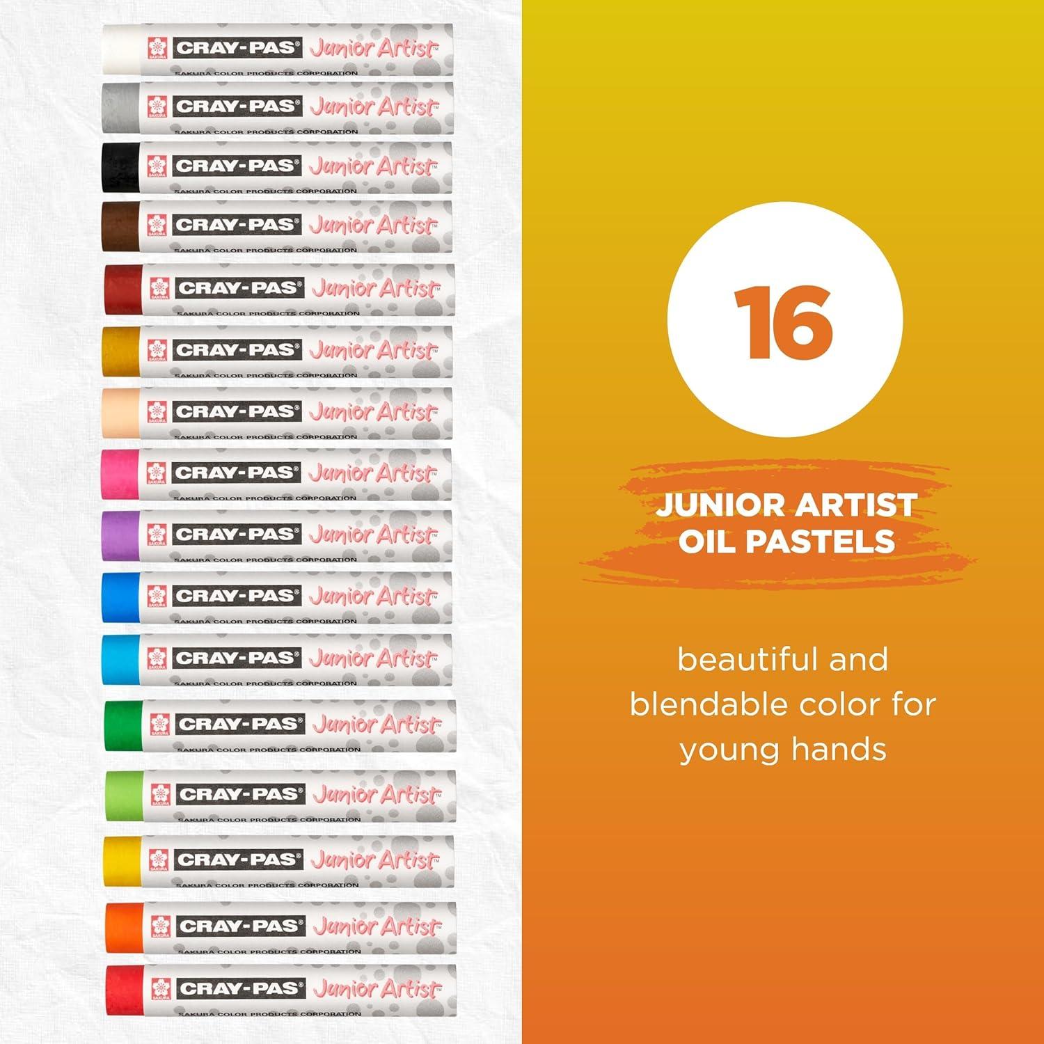 SAKURA Cray-Pas Junior Artist Oil Pastels, 16 Count (Pack of 1), Colors may vary(16 Count (Pack of 1))