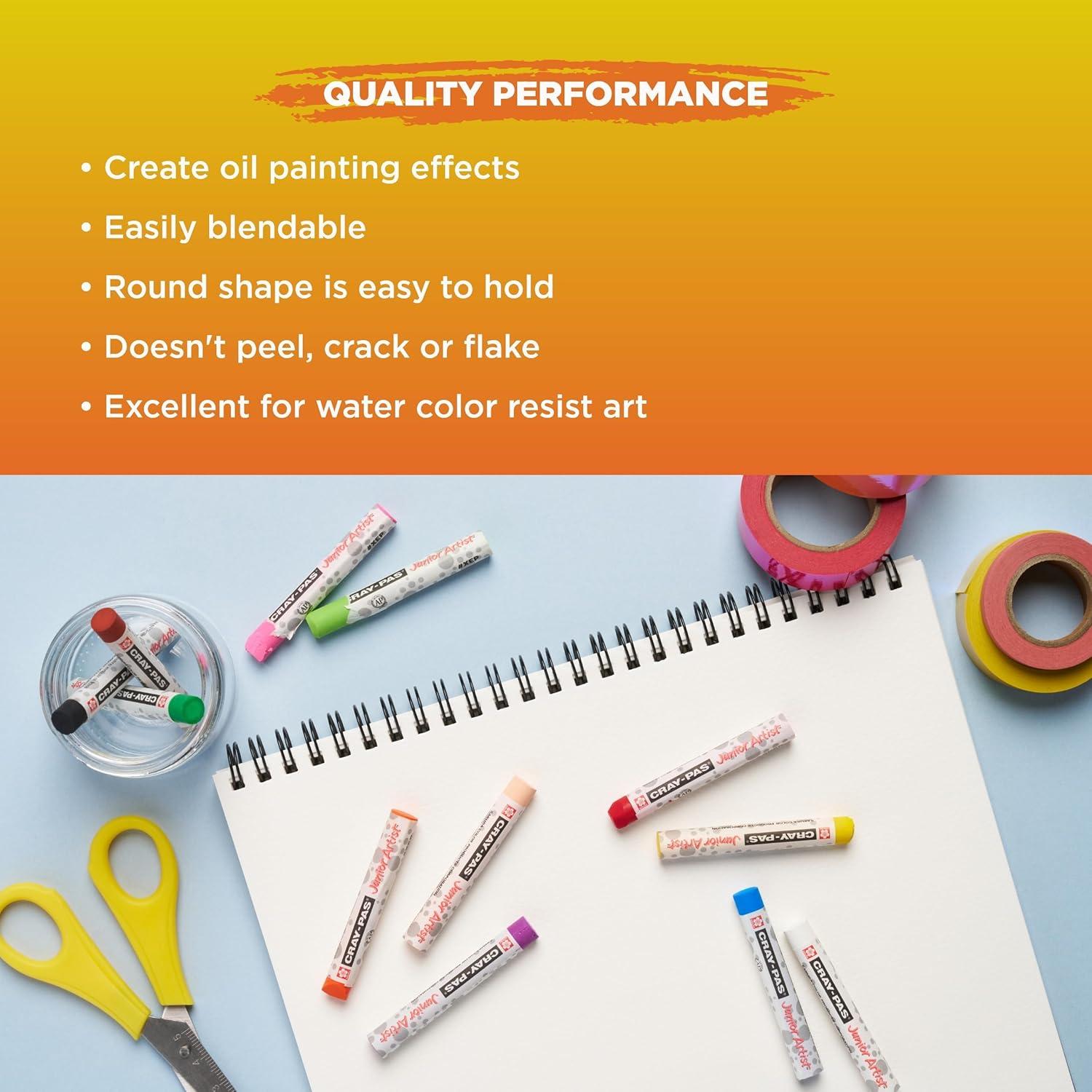 SAKURA Cray-Pas Junior Artist Oil Pastels, 16 Count (Pack of 1), Colors may vary(50 Count (Pack of 1))