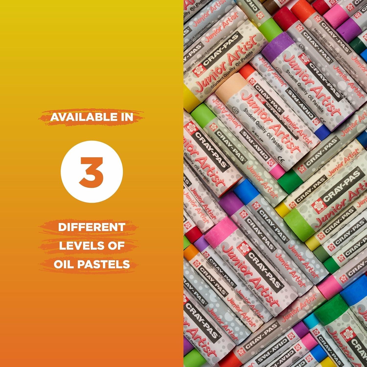 SAKURA Cray-Pas Junior Artist Oil Pastel Set – Soft Oil Pastels for Artists – 12 Colors – 6 Sets of 12(1 Count (Pack of 4))
