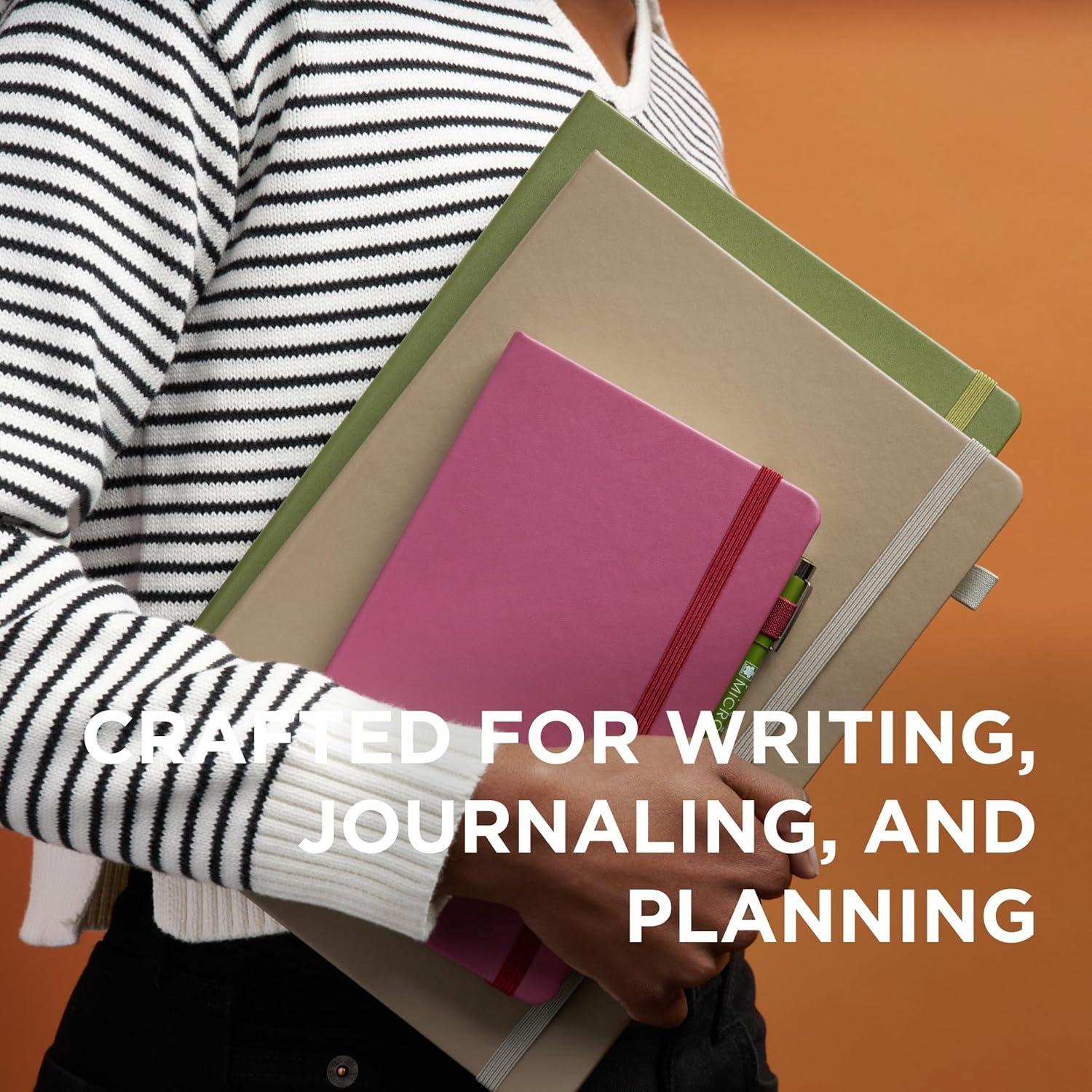 Sakura Notebook Ruled A5 – Japanese-Inspired Lined Notebook for Effortless Writing – 140 GSM Paper – Hardcover – Built-in Pen Holder – Expandable Inner Pocket – Flat-Lay – 5.1 x 8.3″ – Mulberry(Pine Needle)