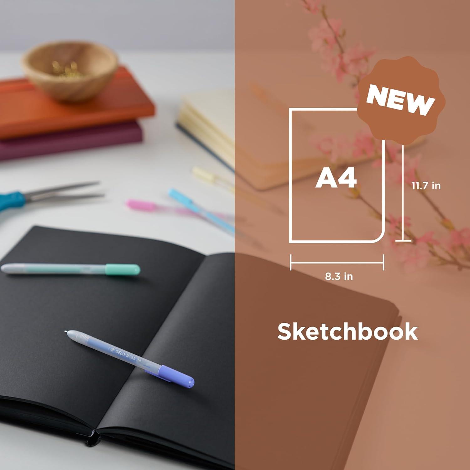 Sakura Sketchbook A4 – Drawing Sketchbook for Visual Journaling, Effortless Sketching & Personal Use – 140 GSM Paper – Hardcover Hardcover – 160 Pages – 8.3 x 11.7″ – Black – Black Paper(Black Paper)