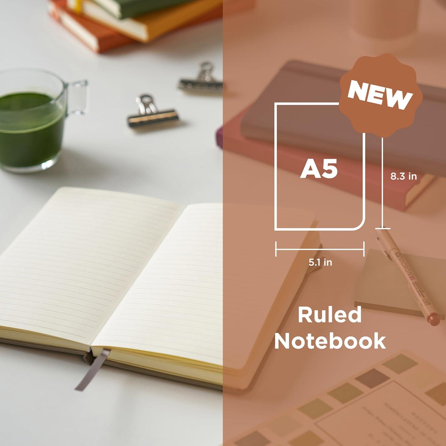Sakura Notebook Ruled A5 – Japanese-Inspired Lined Notebook for Effortless Writing – 140 GSM Paper – Hardcover – Built-in Pen Holder – Expandable Inner Pocket – Flat-Lay – 5.1 x 8.3″ – Mulberry(Deep Indigo)