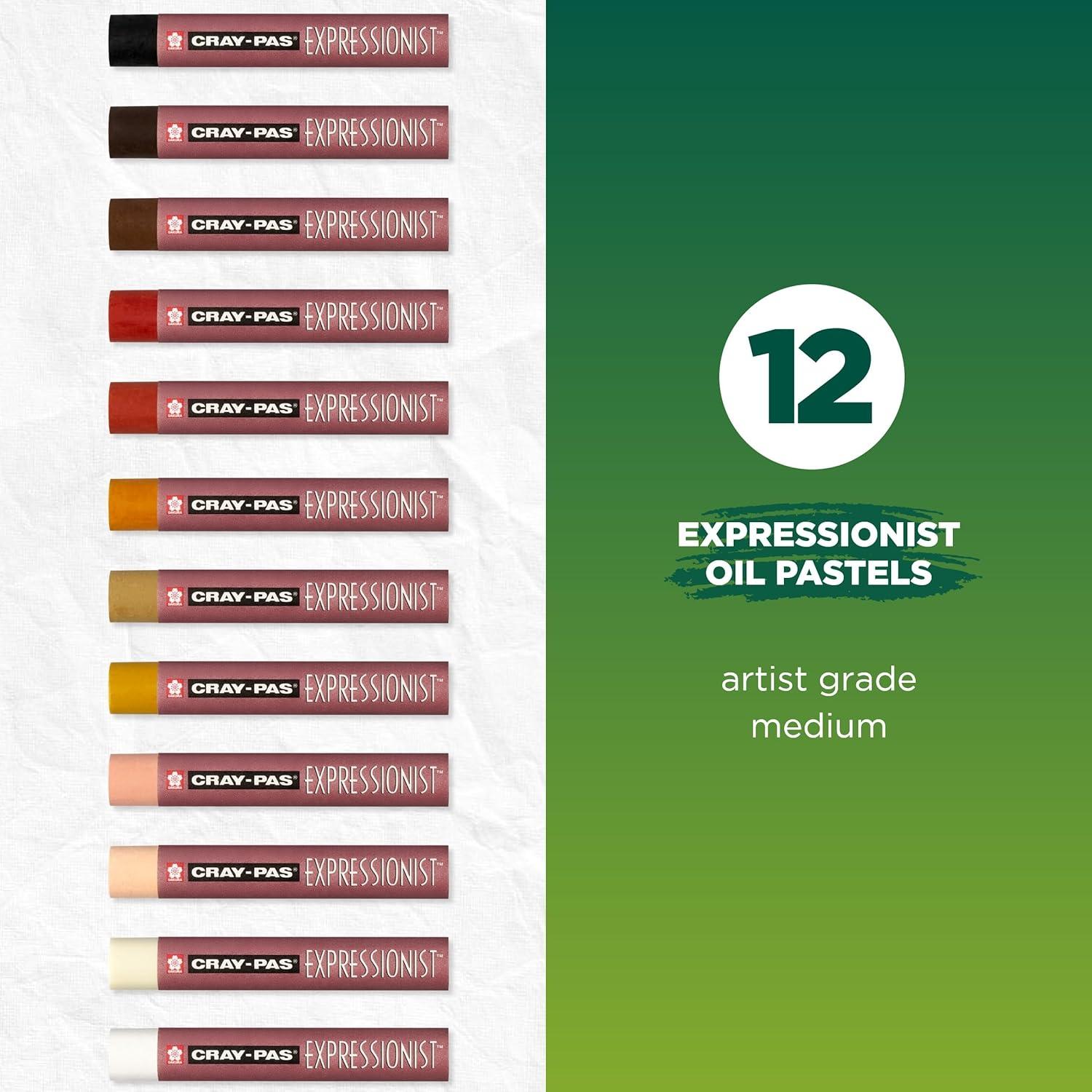 SAKURA XLP12(SA) 12-Piece Cray-Pas Expressionist Multi Cultural Oil Pastel Set, multicolor