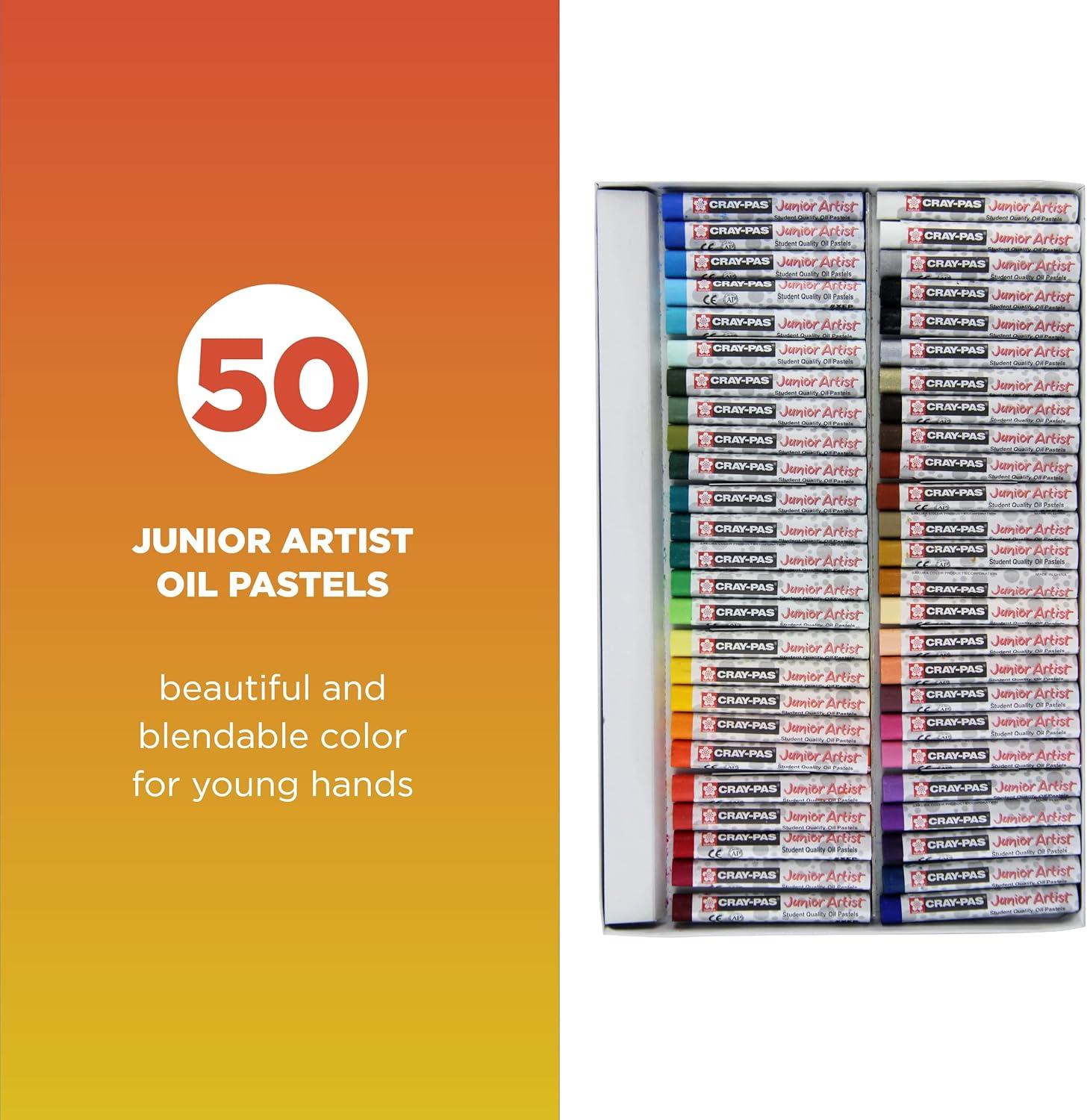 SAKURA Cray-Pas Junior Artist Oil Pastel Set – Chubbies Pastel Size – Soft Oil Pastels for Kids & Artists – 12 Colors & Soft Oil Pastels for Kids & Artists – 50 Sticks