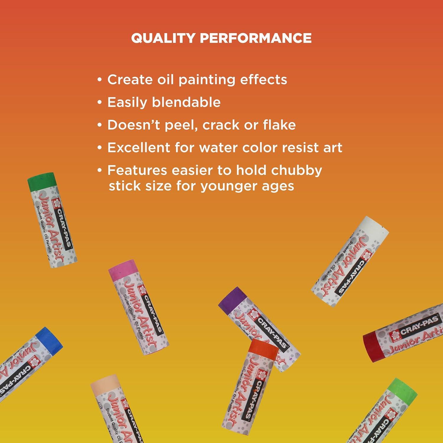 SAKURA Cray-Pas Junior Artist Oil Pastel Set – Chubbies Pastel Size – Soft Oil Pastels for Kids & Artists – 12 Colors & Soft Oil Pastels for Kids & Artists – 50 Sticks