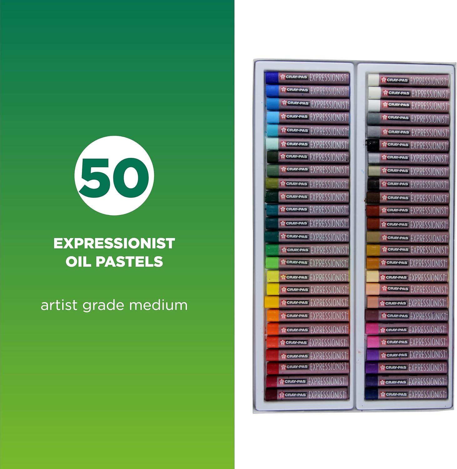 SAKURA Oil Pastels, Cray-Pas Expressionist – 50 Sticks Set & Multi-Cultural – 12 Colors, Soft Oil Pastels for Artists, Premium Quality