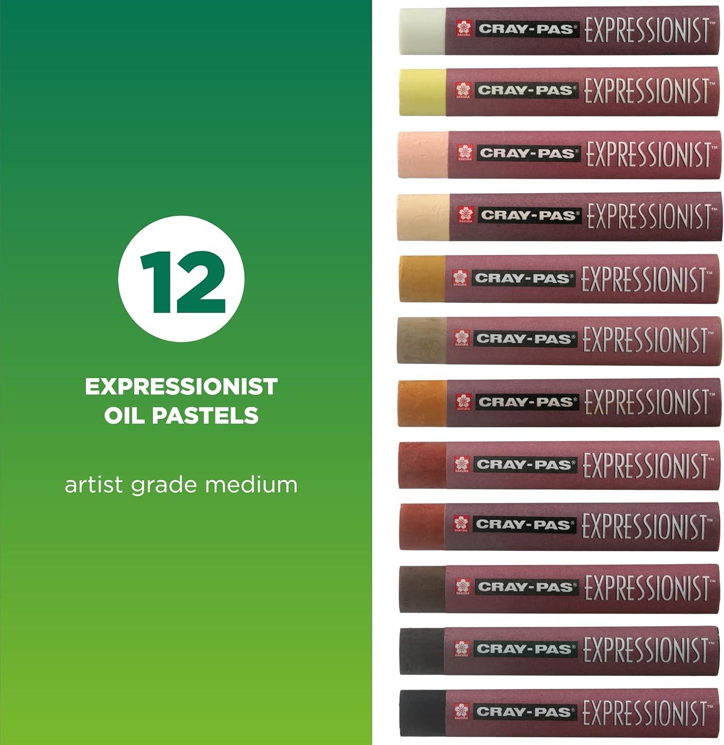 SAKURA Oil Pastels, Cray-Pas Expressionist – 50 Sticks Set & Multi-Cultural – 12 Colors, Soft Oil Pastels for Artists, Premium Quality